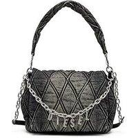 Diesel Medium Washed Denim Charm Shoulder Bag