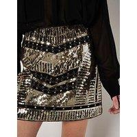 Apricot Sequin Placement Mini Skirt