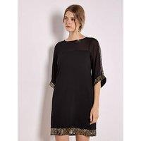 Apricot Apricot Kimono Slv Sequin Rim Dress