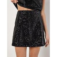 Apricot Sequin Velvet A Line Mini Skirt
