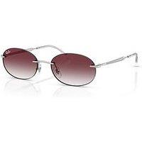 Ray-Ban Oval Sunglasses- Silver Metal Frame With Gradient Tint Lens