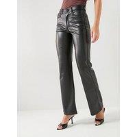 Diesel Faux Leather Mid Rise Trousers - Black