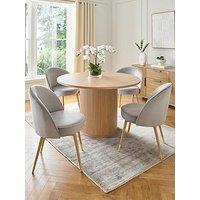 The Very Collection Carina 120 Cm Round Dining Table + 4 Chairs - Oak/Grey - Fsc Certified