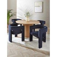 The Very Collection Carina Oak 120Cm Round Dining Table & 4 Nell Navy Chairs