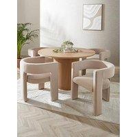 The Very Collection Carina Oak 120Cm Round Dining Table & 4 Nell Taupe Chairs