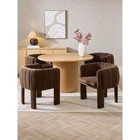 The Very Collection Carina Oak 120Cm Round Dining Table & 4 Mila Chocolate Chairs