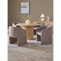 The Very Collection Carina Oak 120Cm Round Dining Table & 4 Mira Scoop Back Chairs
