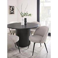 The Very Collection Carina Black 120Cm Round Dining Table & 4 Carina Natural Chairs
