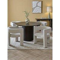 The Very Collection Carina Black 120Cm Round Dining Table & 4 Nell Boucle Chairs