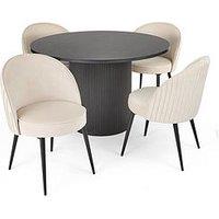 The Very Collection Carina Black 120Cm Round Dining Table & 4 Mia Chairs