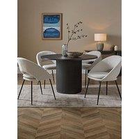 The Very Collection Carina Black 120Cm Round Dining Table & 4 Aurelia Boucle Chairs