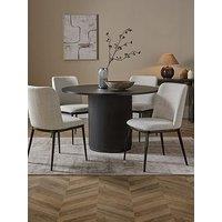The Very Collection Carina Black 120Cm Round Dining Table & 4 Willow Standard Chairs