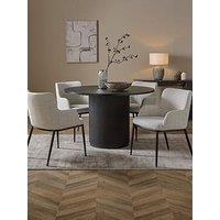 The Very Collection Carina Black 120Cm Round Dining Table & 4 Willow Chairs
