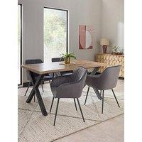The Very Collection Mathers 160Cm Dining Table & 4 Alisha Charcoal Dining Chairs