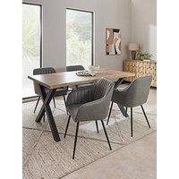 The Very Collection Mathers 160Cm Dining Table & 4 Alisha Faux Leather Grey Dining Chairs