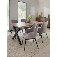 The Very Collection Mathers 160Cm Dining Table & 4 Nina Light Grey Chairs