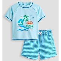 The Very Collection Kids Palm Tree T-Shirt And Striped Sorts Bright Sunsafe Set - Multi