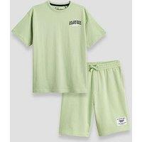 The Very Collection Boys Label Detail T-Shirt And Short Set - Green