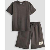The Very Collection Boys Heavy Weight Washed T-Shirt And Shorts Set - Black