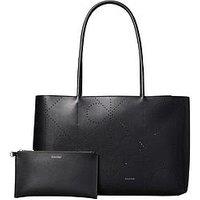 Calvin Klein Emblem Aop Perfor Lthr Tote