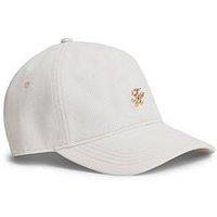 Tommy Hilfiger Stripe Seersucker Logo Plaque Baseball Cap - Beige