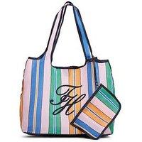 Tommy Hilfiger Th Summer Mesh Tote Bag With Pouch - Pink Multi