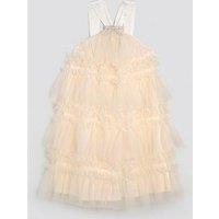 River Island Older Girls Tulle Layered Halter Neck Dress - Cream