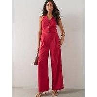 The Very Collection Waistband Detail Wide Leg Trouser - Red