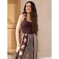 Michelle Keegan Trim Detail Halter Top - Brown