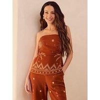 Michelle Keegan Palm Print Co Ord Longline Bandeau - Multi