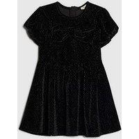 River Island Mini Girls Velvet Bow Dress - Black