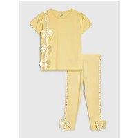 River Island Mini Girls Satin Bow T-Shirt Set - Yellow