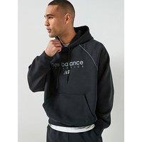 New Balance Mens Linear Graphic Fleece Hoodie - Black
