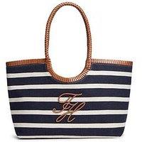 Tommy Hilfiger Stripe Textured Logo Tote Bag - Blue