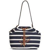 Tommy Hilfiger Stripe Logo Adjustable Bucket Bag - Blue