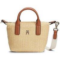 Tommy Hilfiger Raffia Crossbody Tote Bag - Beige
