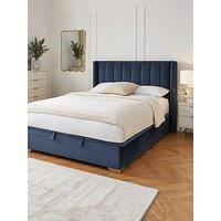 The Very Collection New Dakota Velvet End Lift Up Storage Ottoman Bed With Mattress Options (Buy & Save!) - Blue - Bed Frame With Microquilt Mattress
