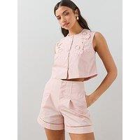 The Very Collection Cotton Embroidered Waistcoat - Light Pink