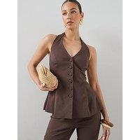 The Very Collection Halterneck Waistcoat - Brown