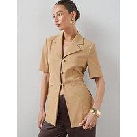 The Very Collection Short Sleeve Tailored Blazer - Beige