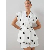The Very Collection Self Belt Polka Jacket - Black & White