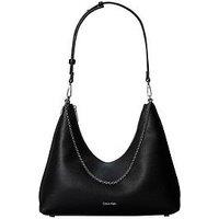 Calvin Klein Pebbled Jewellery Chain Hobo Bag - Black