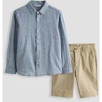The Very Collection Boys Stripe Shirt And Chino Short Outfit Set