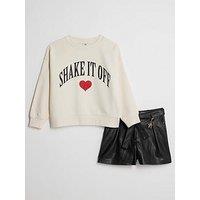 River Island Older Girls Shake It Off Sweatshirt Set - White