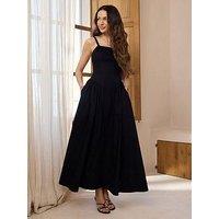 Michelle Keegan Seam Detail Midaxi Dress - Black
