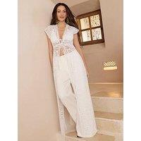 Michelle Keegan Crochet Lace Maxi Top - White