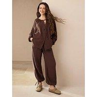Michelle Keegan Crinkle Cotton Balloon Trouser - Brown