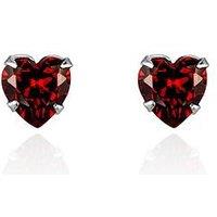 The Love Collection Sterling Silver Red Heart Cz Stud Earrings