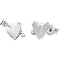 The Love Collection Sterling Silver Heart With Arrow Stud Earrings