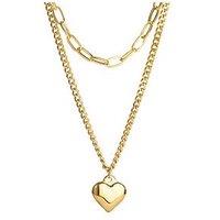 The Love Collection Gold Plated Stainless Steel Layered Heart Link Necklace